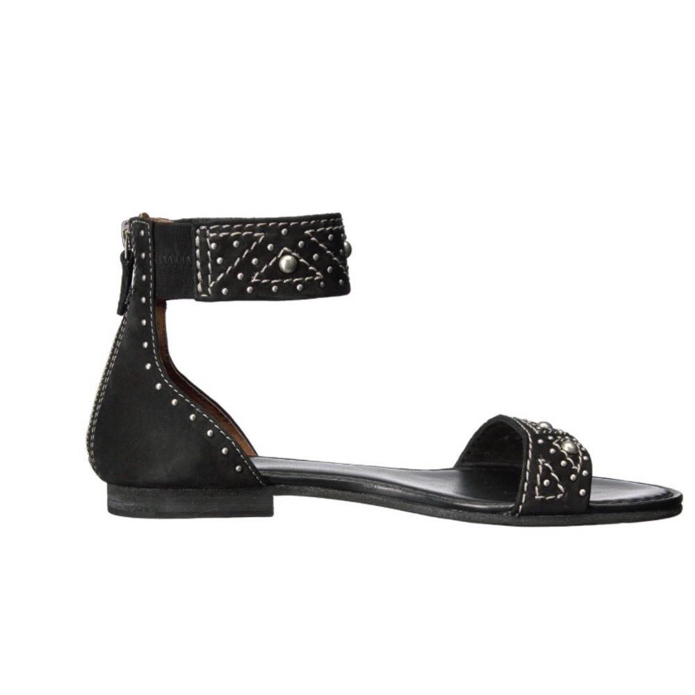 NIB FRYE Carson Deco Zip black studded sandal 7M 7 - Picture 4 of 7